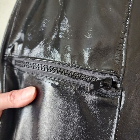 SUPER‎ LOW FAT x VINTAGE 90s Mall Goth Faux Leather shiny black padded pants - Picture 11 of 16